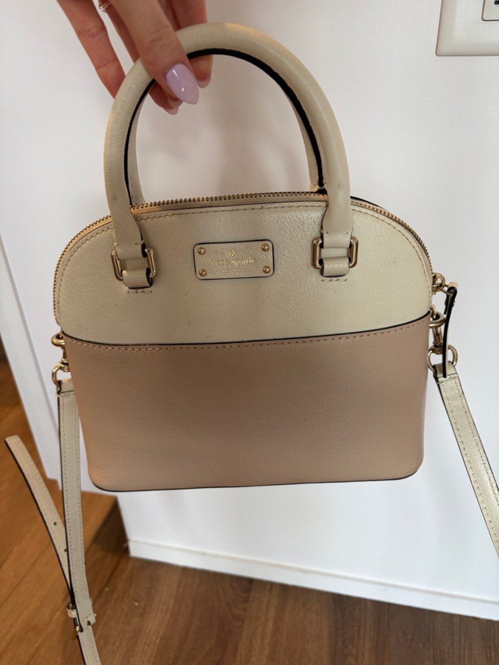 kate spade Two-Tone Dome Satchel in Cream and Beige